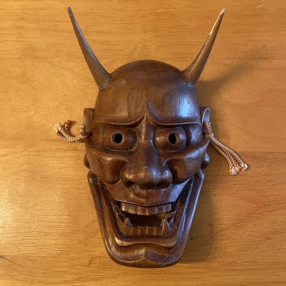 VTG Authentic Japanese Noh Demon Mask "Hannya" - Hand-carved Wood From Japan